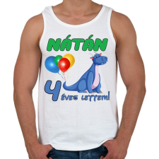 PRINTFASHION Dínó szülinap (egyedi névvel) - Férfi atléta - Fehér atléta, trikó