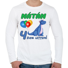 PRINTFASHION Dínó szülinap (egyedi névvel) - Férfi hosszú ujjú póló - Fehér férfi póló