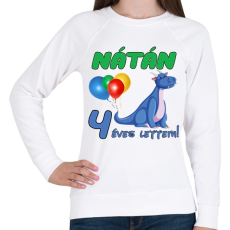 PRINTFASHION Dínó szülinap (egyedi névvel) - Női pulóver - Fehér