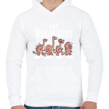 PRINTFASHION Dínók a zebrán - Férfi kapucnis pulóver - Fehér férfi pulóver, kardigán
