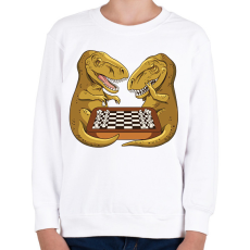 PRINTFASHION Dínók sakkoznak - Gyerek pulóver - Fehér