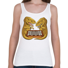 PRINTFASHION Dínók sakkoznak - Női atléta - Fehér női trikó