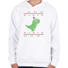 PRINTFASHION Dínós csúnya pulcsi - Gyerek kapucnis pulóver - Fehér gyerek pulóver, kardigán