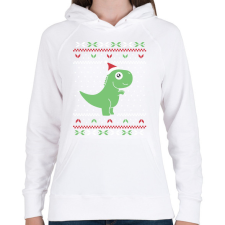 PRINTFASHION Dínós csúnya pulcsi - Női kapucnis pulóver - Fehér női pulóver, kardigán