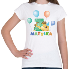 PRINTFASHION Dínós szülinap - Névvel, számmal - Női póló - Fehér