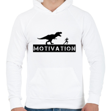 PRINTFASHION Dinosaur motivation - Férfi kapucnis pulóver - Fehér férfi pulóver, kardigán
