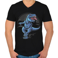 PRINTFASHION Dinoszaurusz  - Férfi V-nyakú póló - Fekete