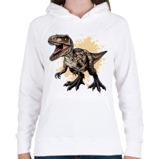 PRINTFASHION Dinoszaurusz  - Női kapucnis pulóver - Fehér női pulóver, kardigán
