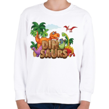 PRINTFASHION Dinoszauruszok - Gyerek pulóver - Fehér gyerek pulóver, kardigán