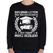 PRINTFASHION Diplomás lettem - Gyerek pulóver - Fekete gyerek pulóver, kardigán