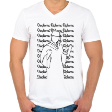 PRINTFASHION Diplomás minta - Vonalas - Férfi V-nyakú póló - Fehér férfi póló