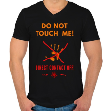 PRINTFASHION DIRECT CONTACT OFF - Férfi V-nyakú póló - Fekete férfi póló