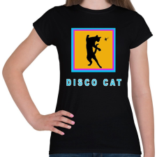 PRINTFASHION DISCO CAT - Női póló - Fekete női póló