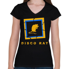 PRINTFASHION DISCO RAT - Női V-nyakú póló - Fekete női póló