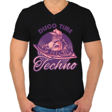 PRINTFASHION Disco Time - Techno - Férfi V-nyakú póló - Fekete