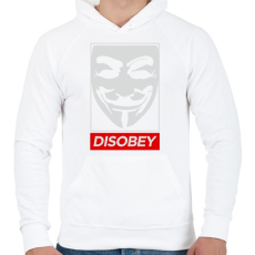 PRINTFASHION Disobey - Férfi kapucnis pulóver - Fehér