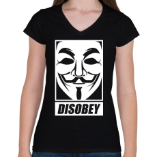 PRINTFASHION disobey vendetta - Női V-nyakú póló - Fekete
