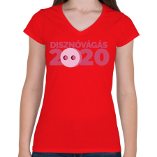 PRINTFASHION Disznóvágás 2020 - Női V-nyakú póló - Piros női póló