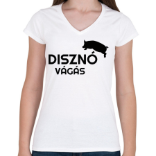 PRINTFASHION Disznóvágás - fekete - Női V-nyakú póló - Fehér női póló