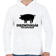 PRINTFASHION Disznóvágás folyamatban - Férfi kapucnis pulóver - Fehér férfi pulóver, kardigán