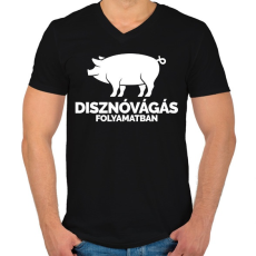 PRINTFASHION Disznóvágás folyamatban - Férfi V-nyakú póló - Fekete