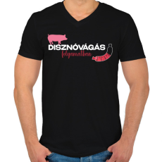 PRINTFASHION Disznóvágás folyamatban - Férfi V-nyakú póló - Fekete