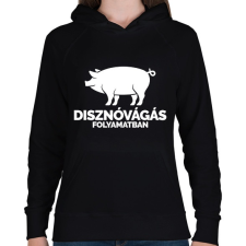 PRINTFASHION Disznóvágás folyamatban - Női kapucnis pulóver - Fekete női pulóver, kardigán