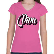 PRINTFASHION Diva - Női V-nyakú póló - Rózsaszín női póló