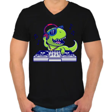 PRINTFASHION dj dino - Férfi V-nyakú póló - Fekete férfi póló