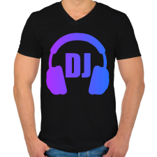 PRINTFASHION Dj - Férfi V-nyakú póló - Fekete férfi póló