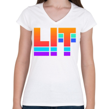 PRINTFASHION DJ LIT - Női V-nyakú póló - Fehér női póló