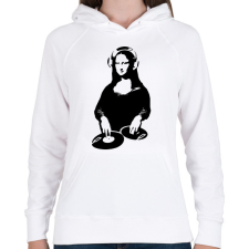 PRINTFASHION Dj Mona Lisa - Női kapucnis pulóver - Fehér női pulóver, kardigán