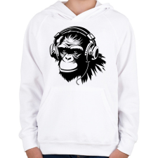 PRINTFASHION DJ Monkey - Gyerek kapucnis pulóver - Fehér gyerek pulóver, kardigán
