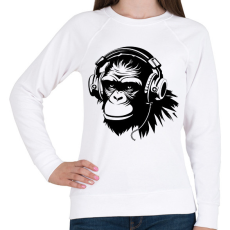 PRINTFASHION DJ Monkey - Női pulóver - Fehér