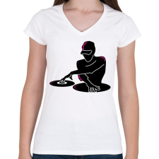 PRINTFASHION Dj - Női V-nyakú póló - Fehér női póló