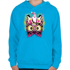 PRINTFASHION DJ Nyúl - Gyerek kapucnis pulóver - Azúrkék