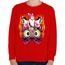PRINTFASHION DJ Nyúl - Gyerek pulóver - Piros