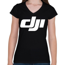PRINTFASHION Dji logo - Női V-nyakú póló - Fekete női póló