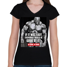 PRINTFASHION Do more, Be more - Női V-nyakú póló - Fekete női póló