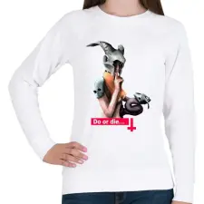 PRINTFASHION Do or die - Női pulóver - Fehér női pulóver, kardigán