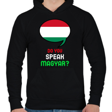 PRINTFASHION DO YOU SPEAK - Férfi kapucnis pulóver - Fekete férfi pulóver, kardigán