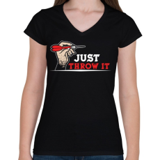 PRINTFASHION Dobd el! - Női V-nyakú póló - Fekete