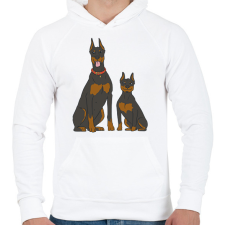 PRINTFASHION Doberman kutyák - Férfi kapucnis pulóver - Fehér férfi pulóver, kardigán