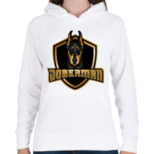 PRINTFASHION Doberman - Női kapucnis pulóver - Fehér női pulóver, kardigán