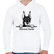 PRINTFASHION Doberman Pinscher - Férfi kapucnis pulóver - Fehér férfi pulóver, kardigán