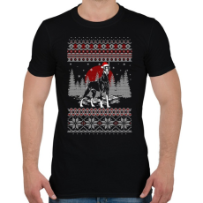 PRINTFASHION Dobermann karácsony mintás - Férfi póló - Fekete