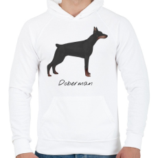 PRINTFASHION Dobermann kutyás póló - Férfi kapucnis pulóver - Fehér