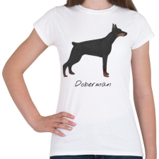 PRINTFASHION Dobermann kutyás póló - Női póló - Fehér női póló