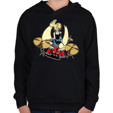 PRINTFASHION Dobos csaj - Gyerek kapucnis pulóver - Fekete