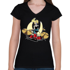 PRINTFASHION Dobos csaj - Női V-nyakú póló - Fekete női póló